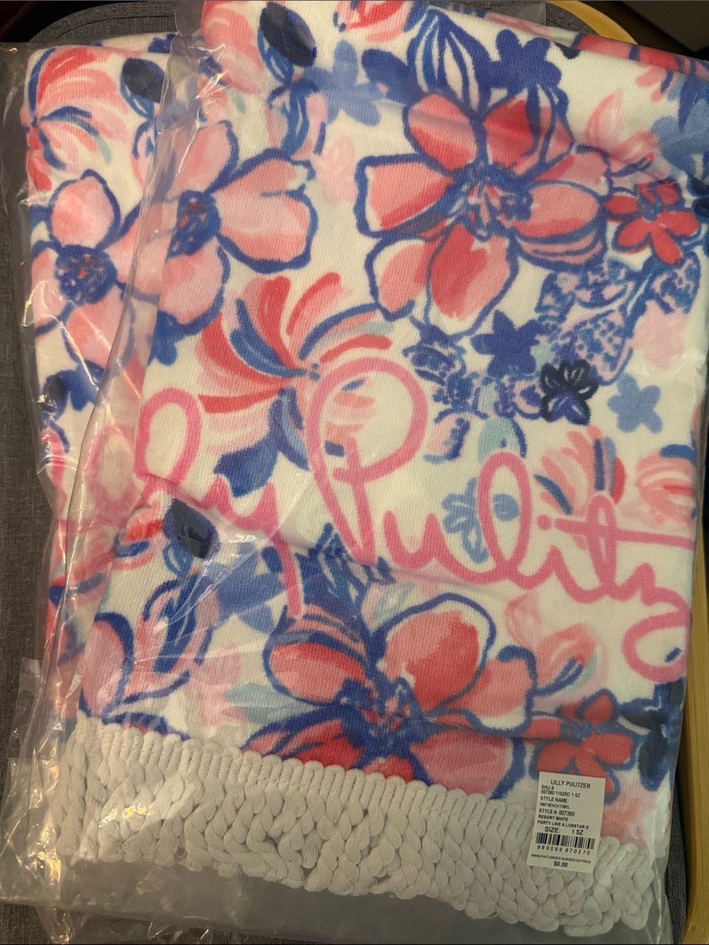 2 Lilly Pulitzer in Party Like a Lobstar  Beach Towel with Fringe